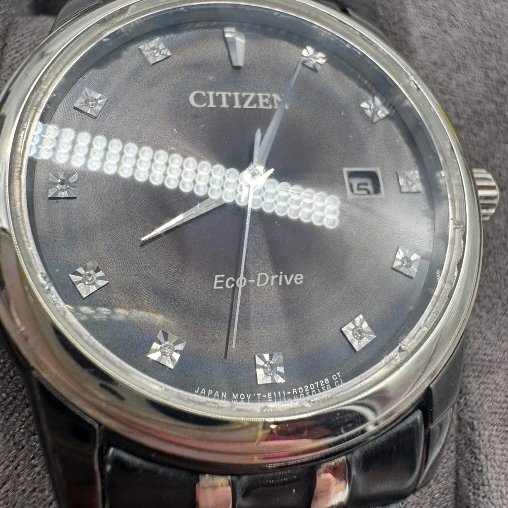 Citizen Eco-Drive Black Dial Diamond Marker Two Tone Steel Watch E111-R020728